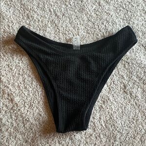 Black Textured Bikini Bottom